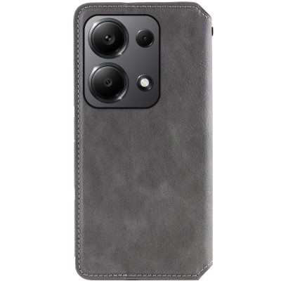 Шкіряний чохол книжка GETMAN Cubic (PU) для Xiaomi Redmi Note 13 4G Сірий