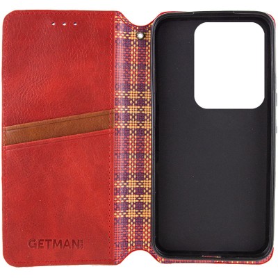 Шкіряний чохол книжка GETMAN Cubic (PU) для Xiaomi Redmi Note 13 4G Червоний
