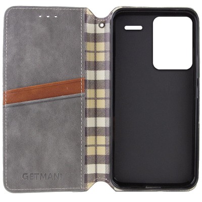 Шкіряний чохол книжка GETMAN Cubic (PU) для Xiaomi Redmi Note 13 Pro+ Сірий