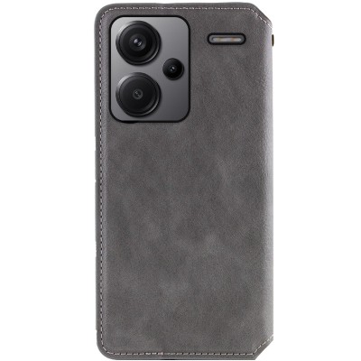 Шкіряний чохол книжка GETMAN Cubic (PU) для Xiaomi Redmi Note 13 Pro+ Сірий