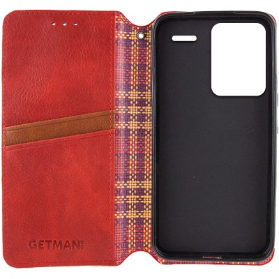 Шкіряний чохол книжка GETMAN Cubic (PU) для Xiaomi Redmi Note 13 Pro+ Червоний