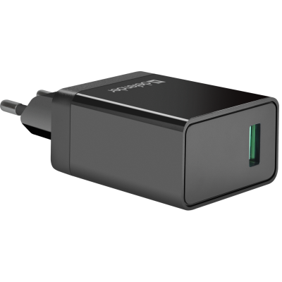 мережева зарядка DEFENDER (83573)UPA-101 чорний, 1 USB, QC 3.0, 18W мережева зарядка DEFENDER (83573)UPA-101 чорний, 1 USB, QC 3.0, 18W