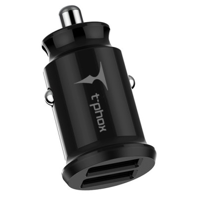 авто зарядка T-PHOX Charger Set 2.4A Dual+MicroUSB cable 1.2m (Чорний)