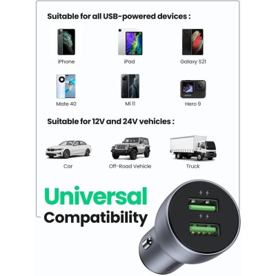 авто зарядка UGREEN CD213 36W 2xUSB QC 3.0 3A Car Charger (Темно-синій)