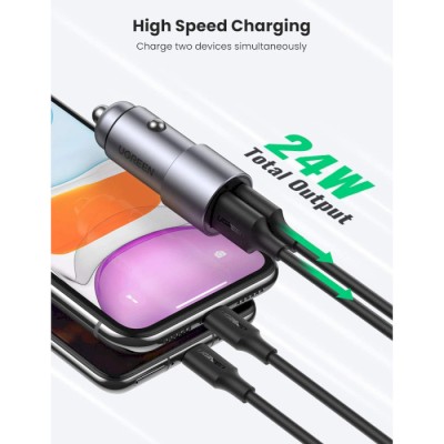 Автомобільний Зарядний пристрій UGREEN CD130 Dual USB Car Charger 24W 2.4A (50592) Gray Автомобільний Зарядний пристрій UGREEN CD130 Dual USB Car Charger 24W 2.4A (50592) Gray