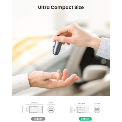Автомобільний Зарядний пристрій UGREEN CD130 Dual USB Car Charger 24W 2.4A (50592) Gray Автомобільний Зарядний пристрій UGREEN CD130 Dual USB Car Charger 24W 2.4A (50592) Gray