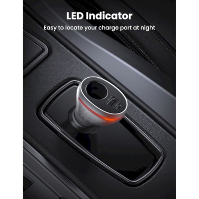 Автомобільний Зарядний пристрій UGREEN CD204 Car Charger 2xUSB Ports Single Extension Socket QC+PD 20W (60712) Silver Автомобільний Зарядний пристрій UGREEN CD204 Car Charger 2xUSB Ports Single Extension Socket QC+PD 20W (60712) Silver