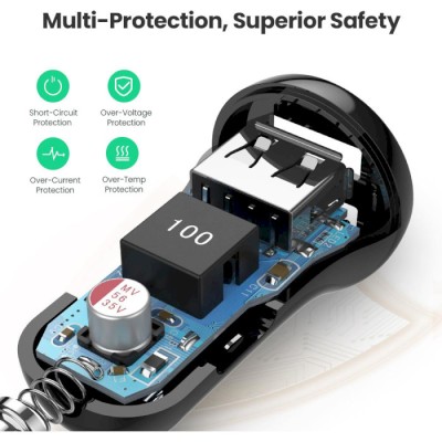 Автомобільний Зарядний пристрій UGREEN ED018 Dual USB Car Charger 24W 2.4A (50875) Black