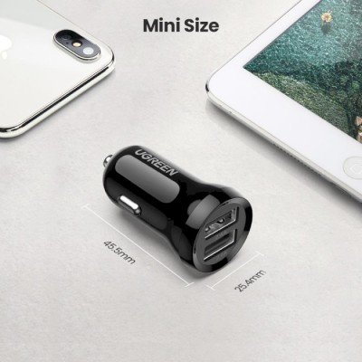 Автомобільний Зарядний пристрій UGREEN ED018 Dual USB Car Charger 24W 2.4A (50875) Black