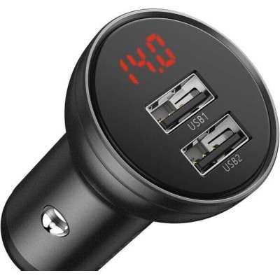 АЗП 2USB Baseus Digital Display (4.8A 24W) (CCBX-0G) Grey