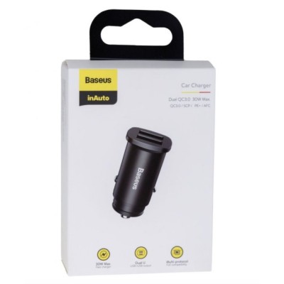 АЗП 2USB Baseus Square Metal QC 30W (CCALL-DS01) Black