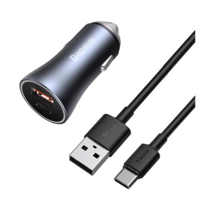 АЗП Baseus Golden Contactor Pro 40W USB + Type-C + Cable Type-C 5A (1m) (TZCCJD-0G) (Dark Gray)