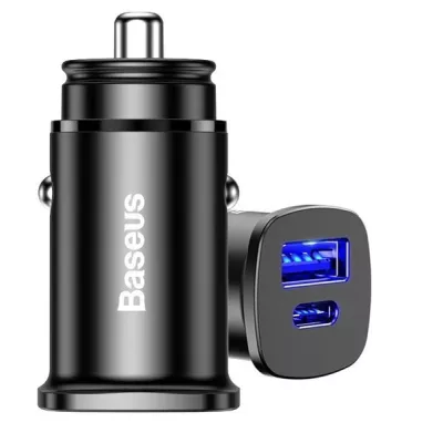 АЗП Baseus QC 4.0 Square Metal (30W / PD3.0) / 1USB+1Type-C (CCALL-AS01) Black