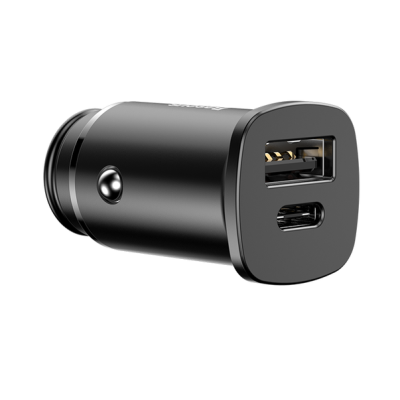 АЗП Baseus QC 4.0 Square Metal (30W / PD3.0) / 1USB+1Type-C (CCALL-AS01) Black