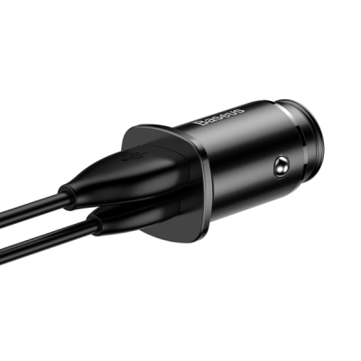 АЗП Baseus QC 4.0 Square Metal (30W / PD3.0) / 1USB+1Type-C (CCALL-AS01) Black