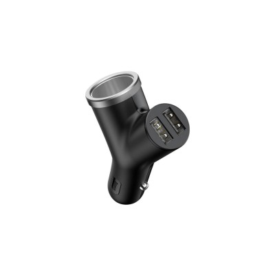 АЗП Baseus Y Type Dual USB + Cigarette Lighter Extended Car Charger 3.1 A (CCALL-YX01) Black