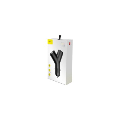 АЗП Baseus Y Type Dual USB + Cigarette Lighter Extended Car Charger 3.1 A (CCALL-YX01) Black