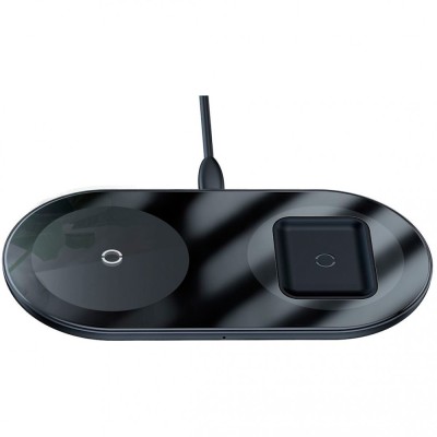 Бездротовий зарядний пристрій Baseus Simple 2in1 (WXJK-A01) Crystal (Phone + Pods) Black