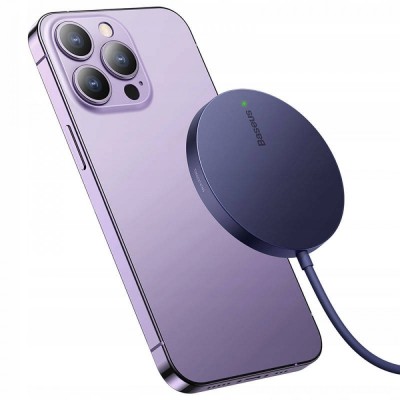 Бездротовий зарядний пристрій Baseus Simple Mini3 Magnetic Wireless Charger 15W (CCJJ040205) Purple