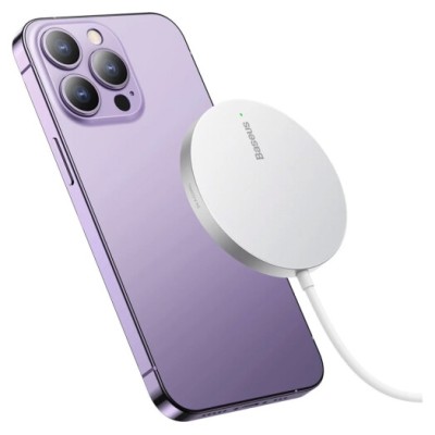 Бездротовий зарядний пристрій Baseus Simple Mini3 Magnetic Wireless Charger 15W CCJJ040012 Silver Бездротовий зарядний пристрій Baseus Simple Mini3 Magnetic Wireless Charger 15W CCJJ040012 Silver