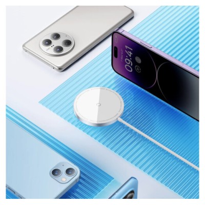 Бездротовий зарядний пристрій Baseus Simple Mini3 Magnetic Wireless Charger 15W CCJJ040012 Silver Бездротовий зарядний пристрій Baseus Simple Mini3 Magnetic Wireless Charger 15W CCJJ040012 Silver