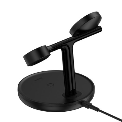 Бездротовий зарядний пристрій Baseus Swan 3-in-1 Wireless Magnetic Charging Bracket 20W (WXTE000101) Black