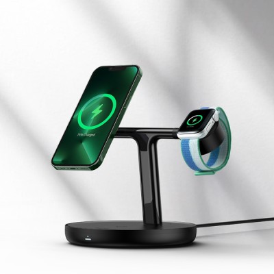 Бездротовий зарядний пристрій Baseus Swan 3-in-1 Wireless Magnetic Charging Bracket 20W (WXTE000101) Black
