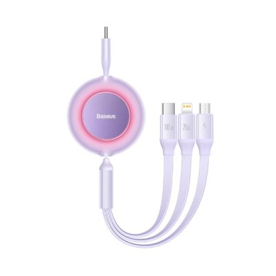 Кабель Baseus Bright Mirror 2 Series 3-in-1 (Micro USB+Lightning+Type-C) 100W (1.1m) CAMJ010205 Purple