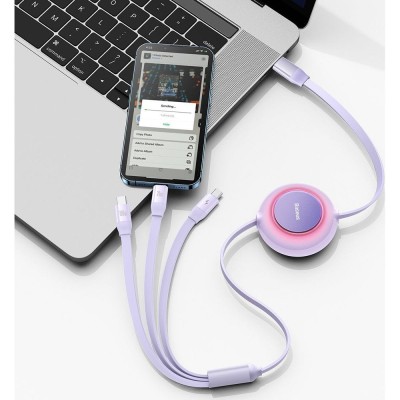 Кабель Baseus Bright Mirror 2 Series 3-in-1 (Micro USB+Lightning+Type-C) 100W (1.1m) CAMJ010205 Purple