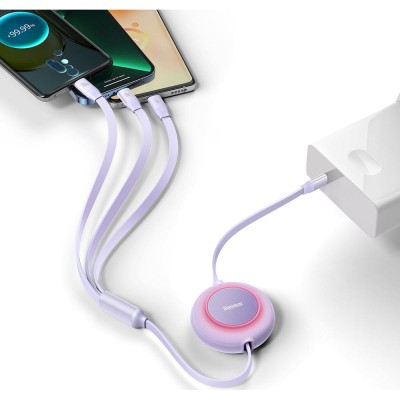 Кабель Baseus Bright Mirror 2 Series 3-in-1 (Micro USB+Lightning+Type-C) 100W (1.1m) CAMJ010205 Purple