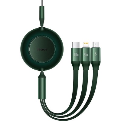 Кабель Baseus Bright Mirror 2 Series 3-in-1 (Micro USB+Lightning+Type-C) 100W (1.1m) Green