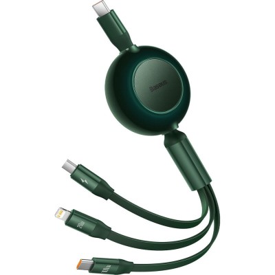 Кабель Baseus Bright Mirror 2 Series 3-in-1 (Micro USB+Lightning+Type-C) 100W (1.1m) Green