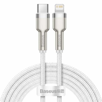 Кабель Baseus Cafule Metal Data USB кабель Type-C to iP PD 20W 2m (CATLJK-B02) White Кабель Baseus Cafule Metal Data USB кабель Type-C to iP PD 20W 2m (CATLJK-B02) White