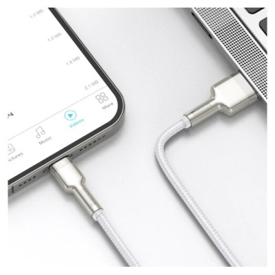 Кабель Baseus Cafule Metal Lightning 2.4A 1 М (CALJK-A02) White Кабель Baseus Cafule Metal Lightning 2.4A 1 М (CALJK-A02) White