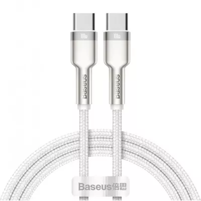 Кабель Baseus Cafule Metal Type-C To Type-C 100W (CATJK-C02) White 1m