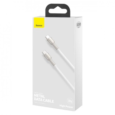 Кабель Baseus Cafule Metal Type-C To Type-C 100W (CATJK-C02) White 1m