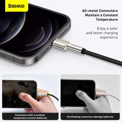 Кабель Baseus Cafule Series Metal Data USB кабель USB to IP 2.4A 2m (CALJK-B01) Black Кабель Baseus Cafule Series Metal Data USB кабель USB to IP 2.4A 2m (CALJK-B01) Black