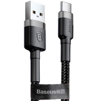 Кабель Baseus Cafule Type-C 3A (1m) (CATKLF-BG1) (gray/black)
