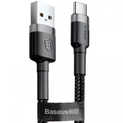 Кабель Baseus Cafule Type-C 3A (1m) (CATKLF-BG1) (gray/black)