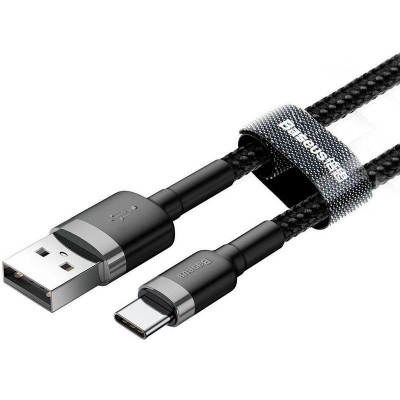 Кабель Baseus Cafule Type-C 3A (1m) (CATKLF-BG1) (gray/black)