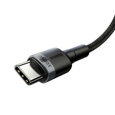 Кабель Baseus Cafule Type-C To Type-C (100W, 5A, 2m) CATKLF-ALG1 Black-Grey