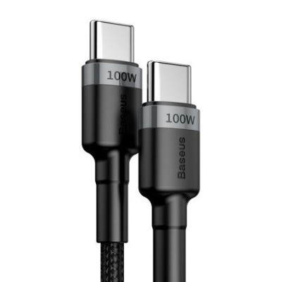 Кабель Baseus Cafule Type-C To Type-C (100W, 5A, 2m) CATKLF-ALG1 Black-Grey