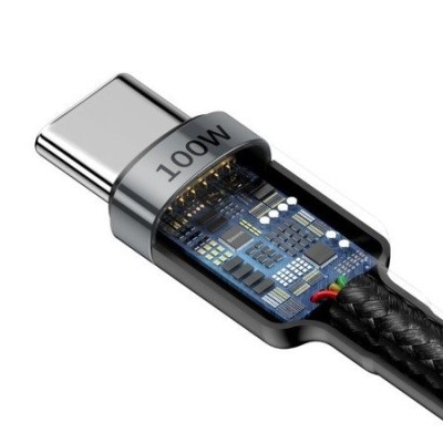 Кабель Baseus Cafule Type-C To Type-C (100W, 5A, 2m) CATKLF-ALG1 Black-Grey