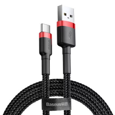 Кабель Baseus Cafule USB to Type-C 3A, 1м, red+black (CATKLF-B91)