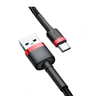 Кабель Baseus Cafule USB to Type-C 3A, 1м, red+black (CATKLF-B91)