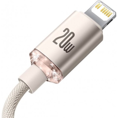 Кабель Baseus Crystal Shine Series Fast Charging Data USB кабель Type-C To IP 20W 1.2m (CAJY001304) Pink
