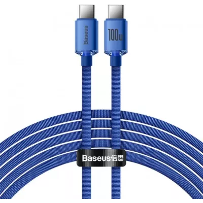 Кабель Baseus Crystal Shine Series Fast Charging Data USB кабель Type-C To Type-C 100W 1.2m (CAJY000603) Blue