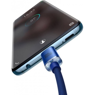 Кабель Baseus Crystal Shine Series Fast Charging Data USB кабель Type-C To Type-C 100W 1.2m (CAJY000603) Blue