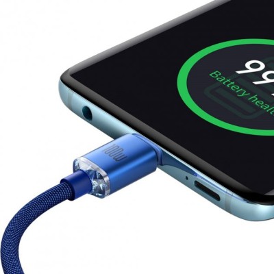 Кабель Baseus Crystal Shine Series Fast Charging Data USB кабель Type-C To Type-C 100W 1.2m (CAJY000603) Blue