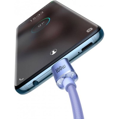 Кабель Baseus Crystal Shine Series Fast Charging Data USB кабель Type-C To Type-C 100W 1.2m (CAJY000605) Purple